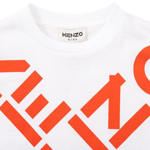 Kenzo Kids Boys White Orange Logo T-Shirt