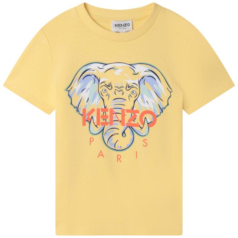 Kenzo Kids Boys Yellow Elephant Cotton T-shirt