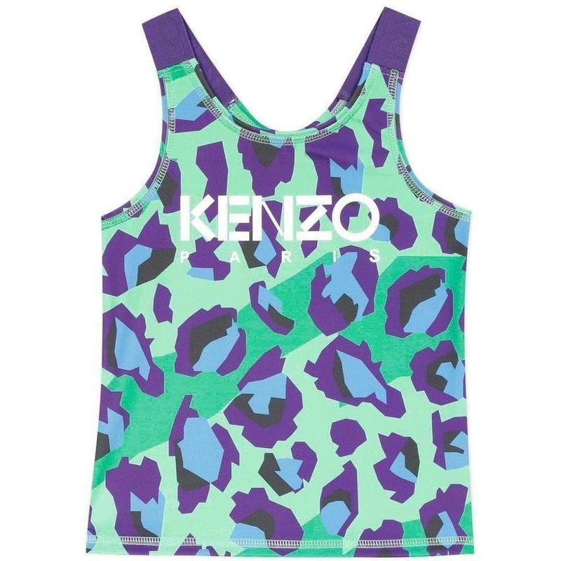 Kenzo Kids Girls Green Tiger Print Active Sleeveless Top