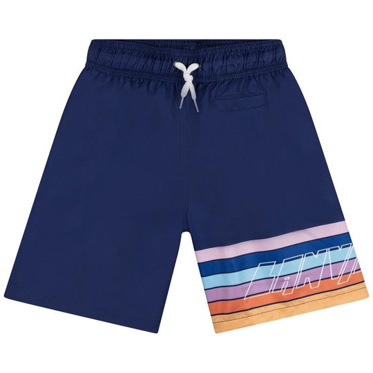Boys Navy Striped Swimming Shorts