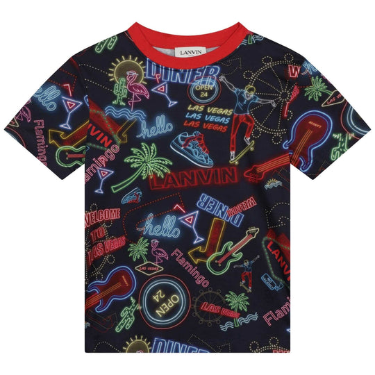 Boys Black Neon Print T-shirt