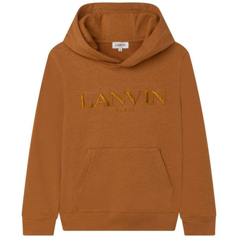 Lanvin Boys Brown Logo Hoodie