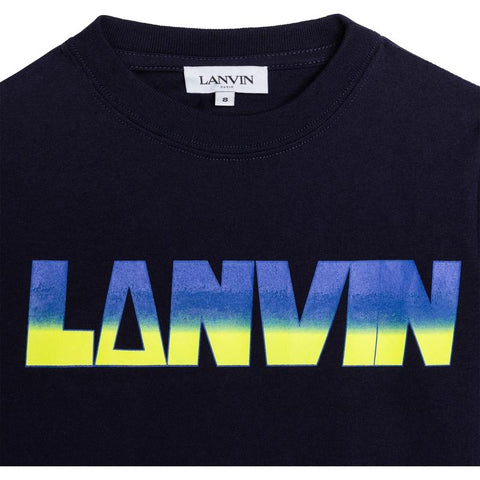 Lanvin Boys Navy Multi Logo Long Sleeve T-Shirt
