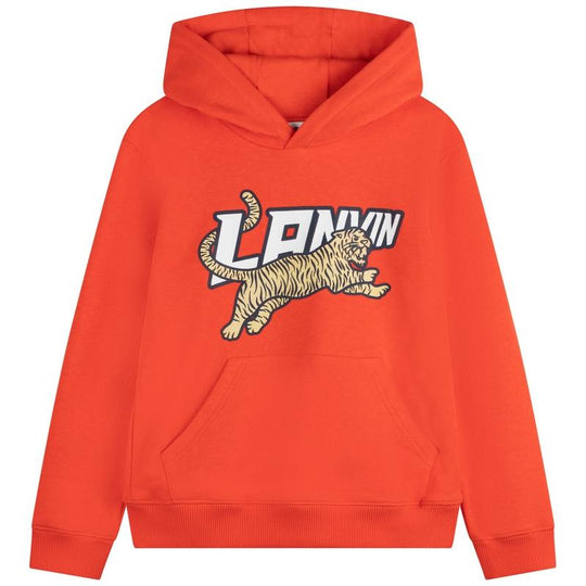 Boys Orange Tiger Hooded Sweatshirt