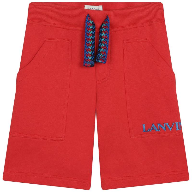 Lanvin Boys Red Curb Logo Shorts