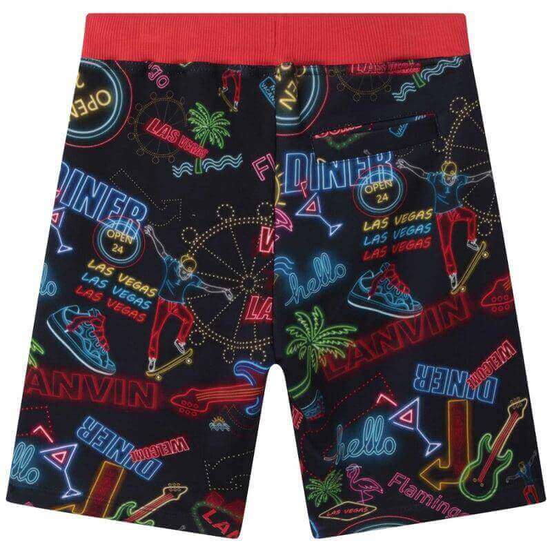 Lanvin Boys Red Neon Print Shorts