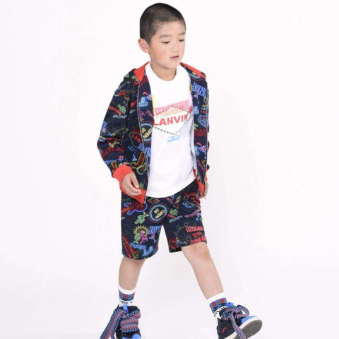 Lanvin Boys Red Neon Print Shorts