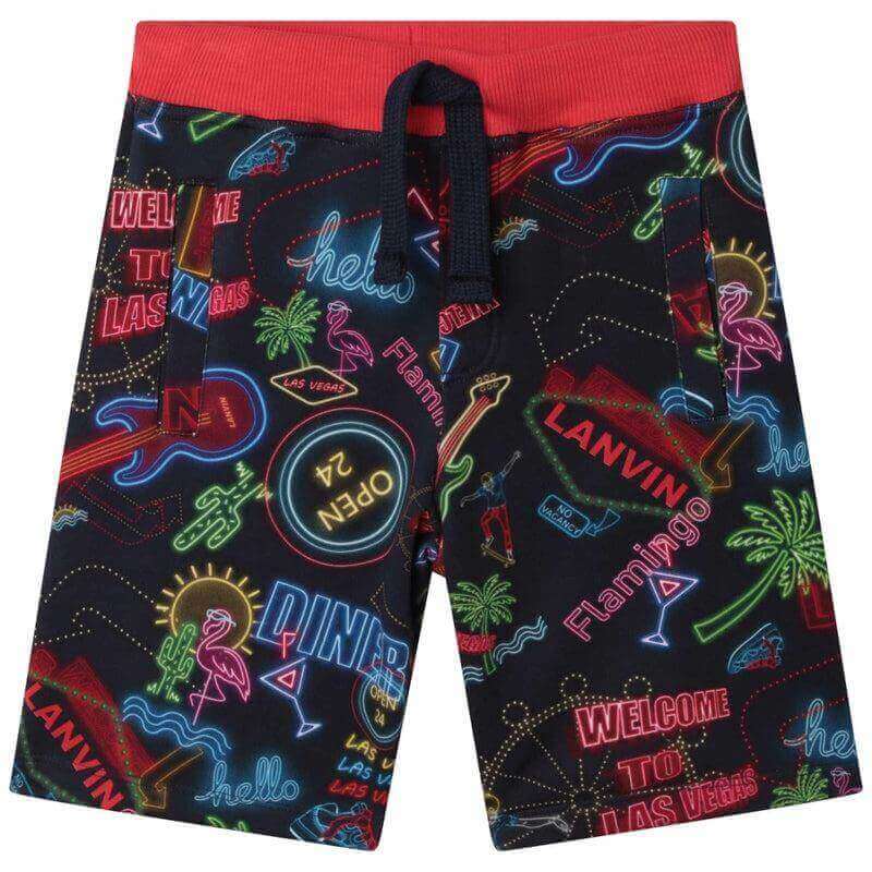 Lanvin Boys Red Neon Print Shorts