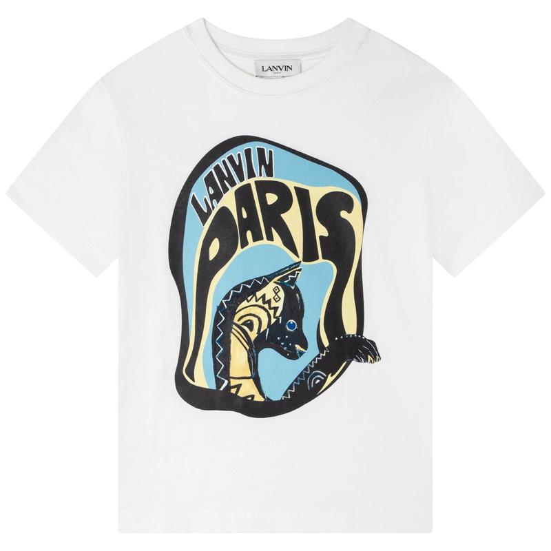 Lanvin Boys White Paris Short Sleeves T-Shirt