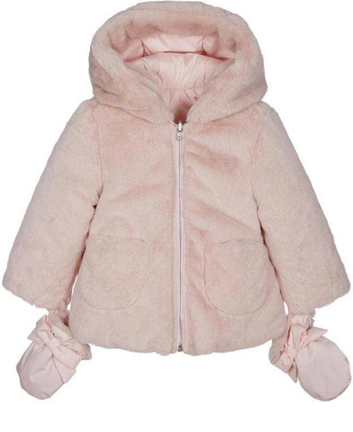 Lapin House Baby Girls Pink Fur Reversible Jacket