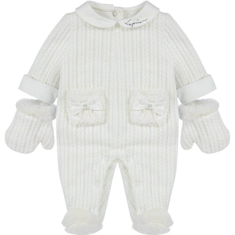 Lapin House Baby Girls White Knitted Babygrow