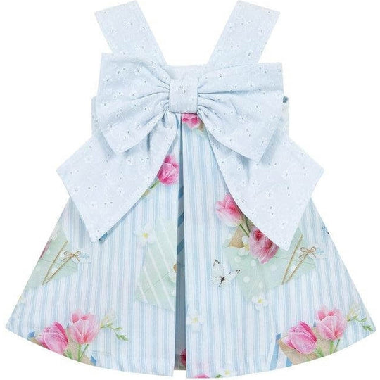Girls Blue Bow Cotton Dress