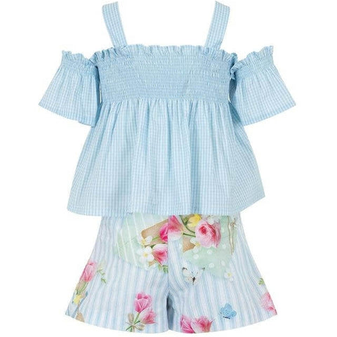 Lapin House Girls Blue Striped Short Set