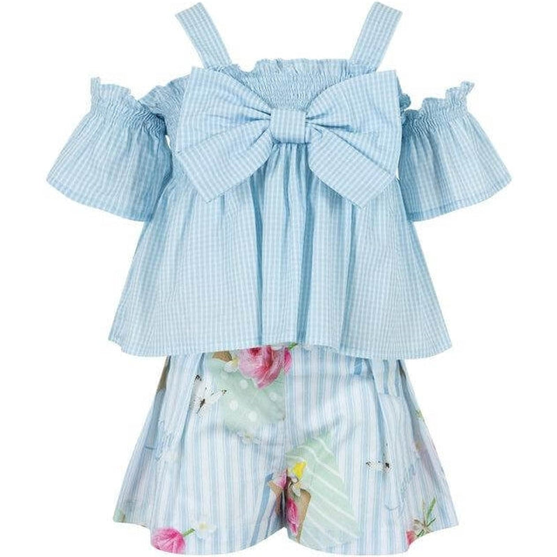 Lapin House Girls Blue Striped Short Set