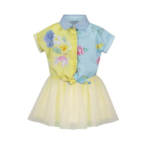 Lapin House Girls Blue & Yellow Tulle Dress