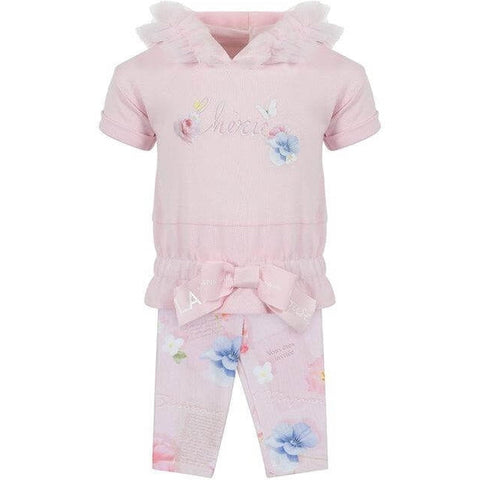 Lapin House Girls Pink Cotton Hooded Legging Set