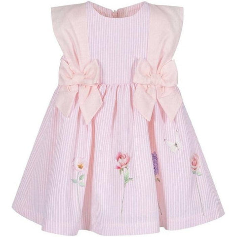 Lapin House Girls Pink Dress Stripe With Bows