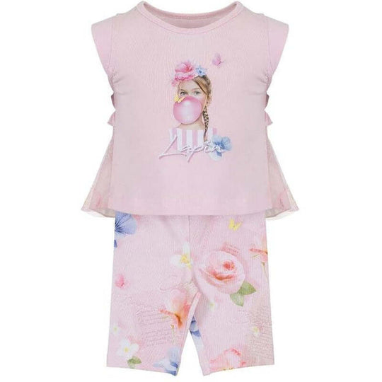 Girls Pink Floral Legging Set