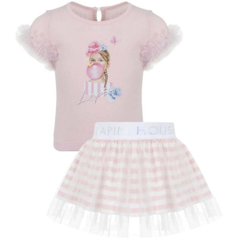 Lapin House Girls Pink Tulle Skirt Set