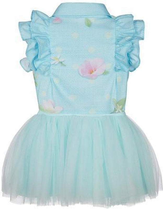 Lapin House Girls Turquoise Tuelle Dress & Blouse Set
