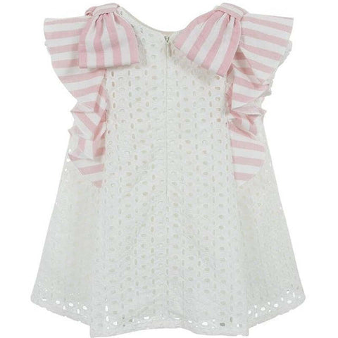 Lapin House Girls White Broderie Anglaise Dress