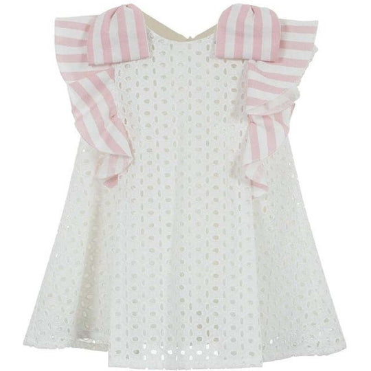 Girls White Broderie Anglaise Dress