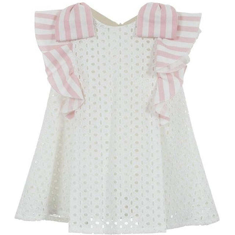 Lapin House Girls White Broderie Anglaise Dress