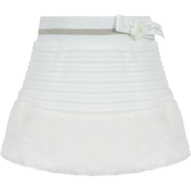 Lapin House Girls White Faux Fur Bow Skirt