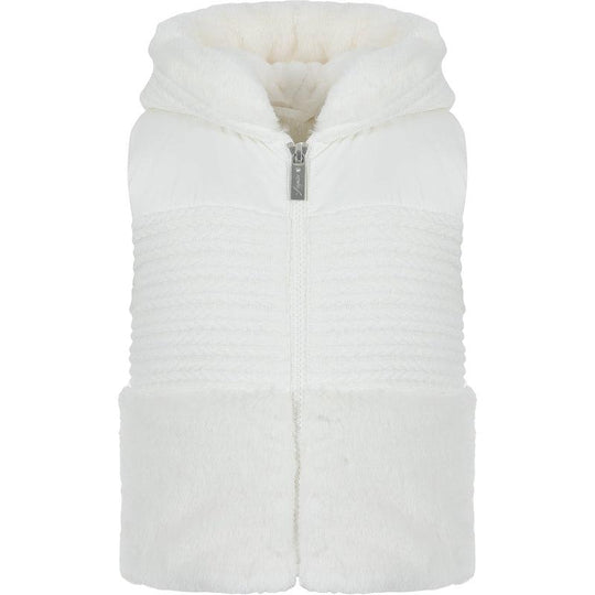 Girls White Faux Fur Gilet