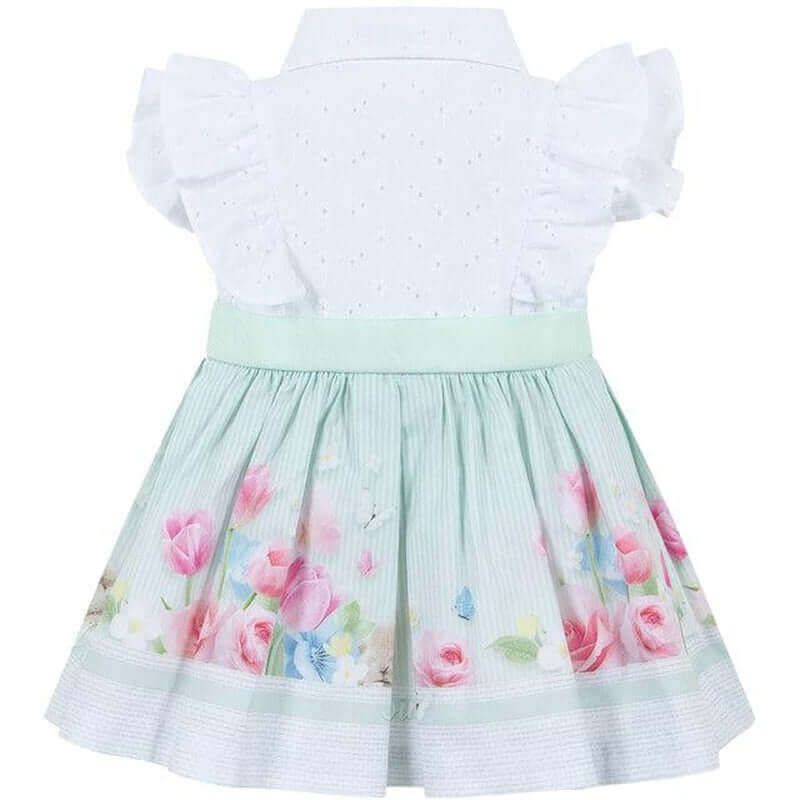 Lapin House Girls White Frill Floral Shirt Dress