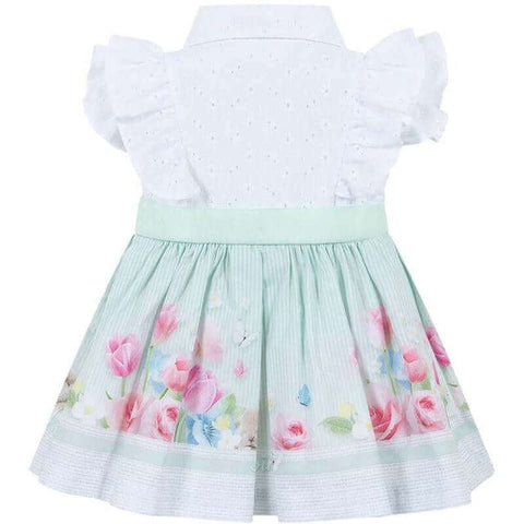 Lapin House Girls White Frill Floral Shirt Dress