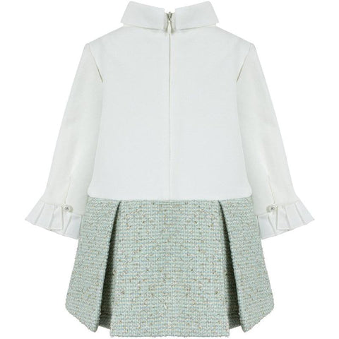 Lapin House Girls White & Green Collared Dress