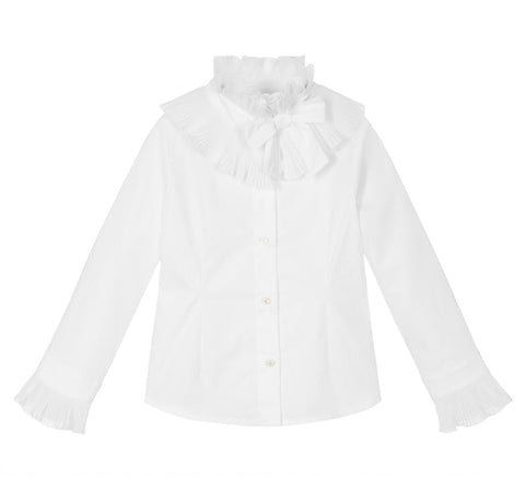 Lapin House Girls White Ruffle Bow Shirt