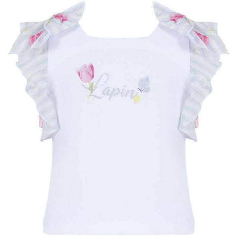 Lapin House Girls White Ruffle Flower Skirt Set