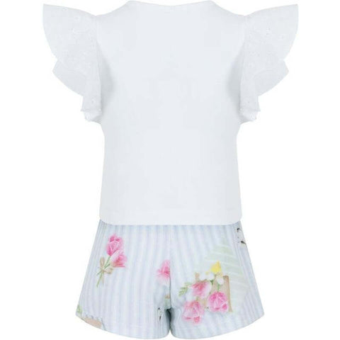 Lapin House Girls White Striped Short Set