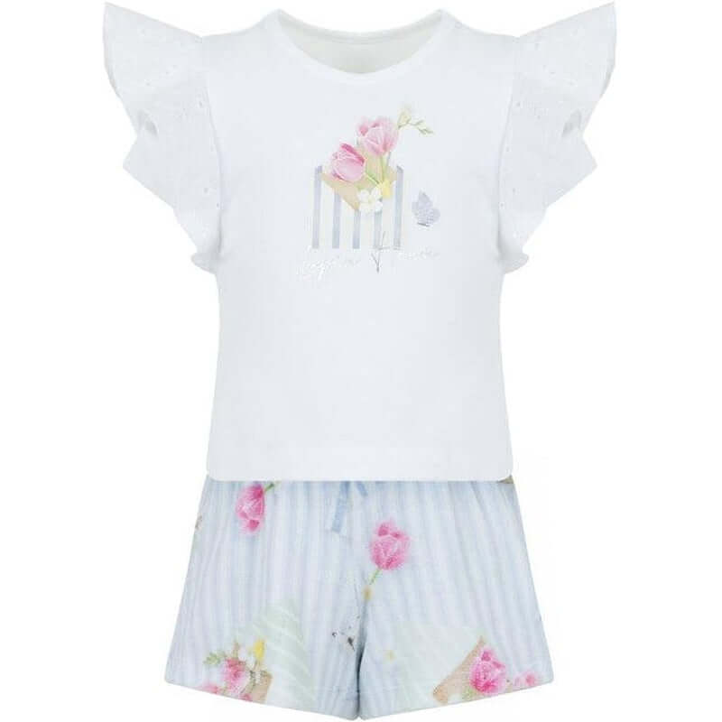 Lapin House Girls White Striped Short Set