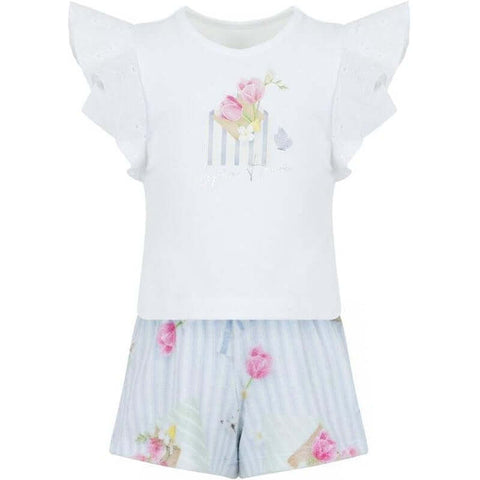 Lapin House Girls White Striped Short Set