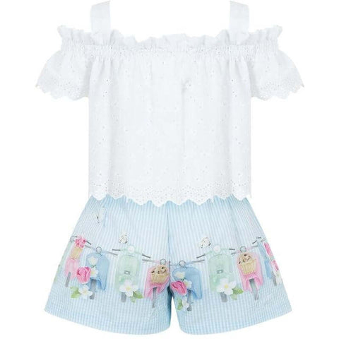 Lapin House Girls White blouse & Shorts Set