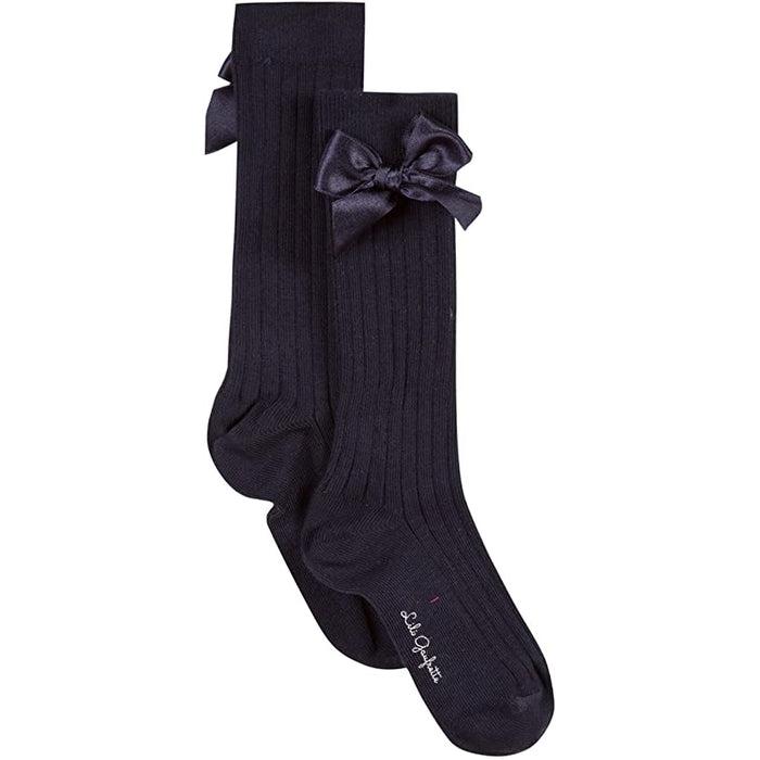 Lili Gaufrette Girls Black Knee High Socks