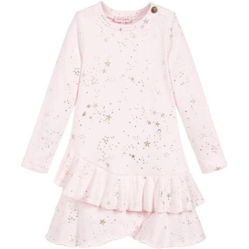 Lili Gaufrette Girls Pink Star Frill Dress