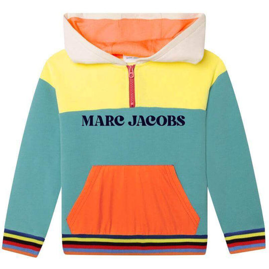 Boys Green Colour block Hoodie