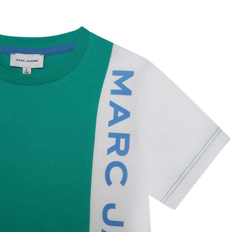 Marc Jacobs Boys Green Vertical Logo T-shirt