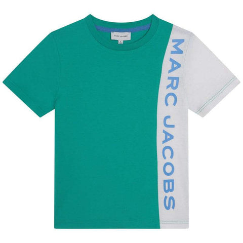 Marc Jacobs Boys Green Vertical Logo T-shirt