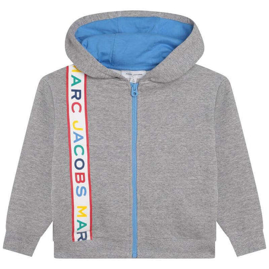 Boys Grey Verical Logo Hoodie