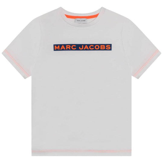 Boys White Cotton Logo T-shirt