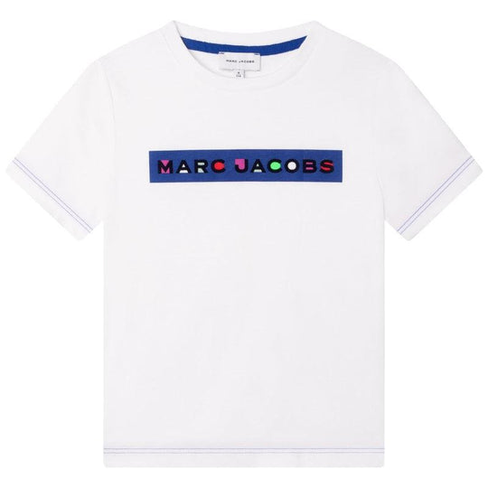 Boys White Multi Colour Logo T-Shirt