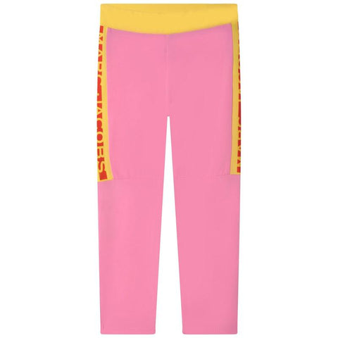 Marc Jacobs Girls Pink Vertical Logo Leggings