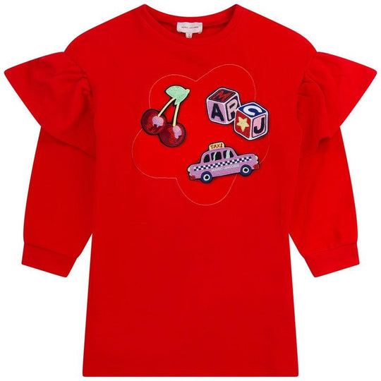 Girls Red Cherry Long Sleeved Dress