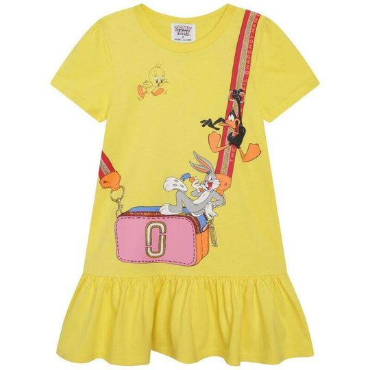 Girls Yellow  Looney Tunes Bag Dress