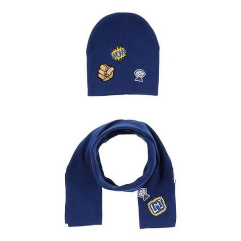 Marc Jacobs Navy Patch Knit Hat and Scarf Set